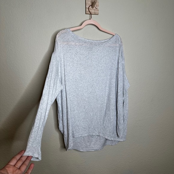 Lululemon Tops - Lululemon Gray Heathered Long Sleeve‎ Boatneck Oversized Top Relaxed Fit L